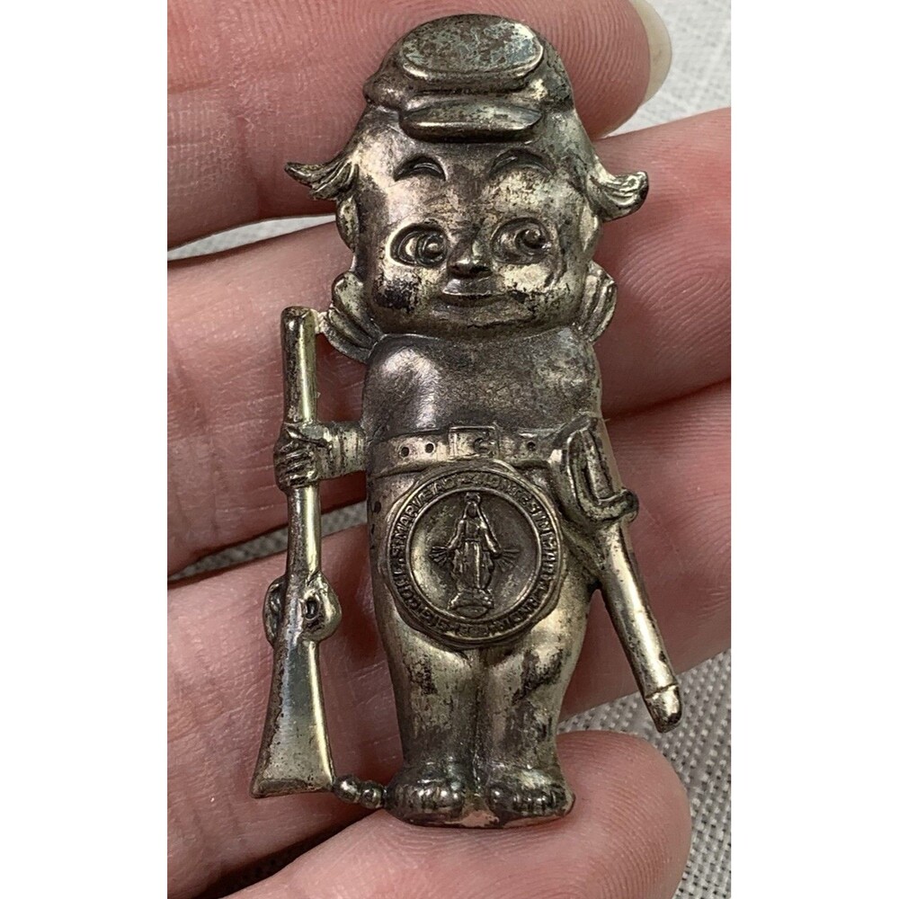 Vintage Truart Kewpie Doll Sterling Silver Civil War Soldier PIn Brooch